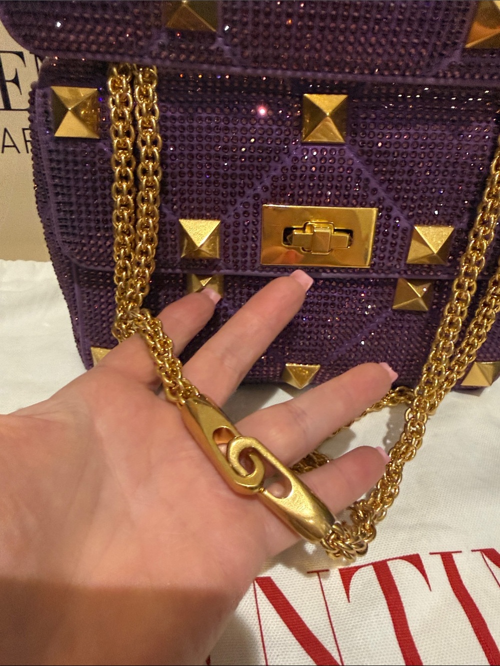 Rare Stunning Valentino Rockstud Shoulder Bag Purple Shoulder Bags, like New - Picture 5 of 13